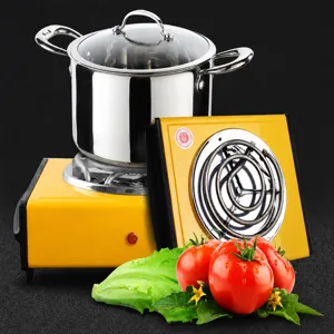 Cuisinière électrique portable de 1000W avec casserole en acier inoxydable pour la maison.