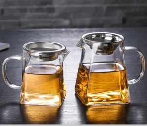 Tasse à thé en verre épaissi avec filtre en acier inoxydable, résistante à la chaleur.