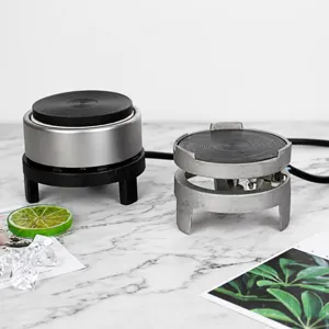 Mini 300W electric tea stove detail, compact heating plate for tea pots and glass beakers.