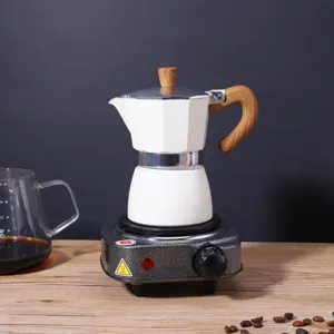 Plaque chauffante électrique avec cafetière moka, mini réchaud 500w cuisine café thé.