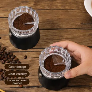 Detailansicht des Kaffeemehlverteilers für Mokka-Kanne mit klarem Stern-Deckel und Getriebedesign.