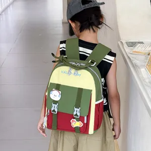 Japanese style color block toddler backpack for kindergarten kids cute casual school bag daily use