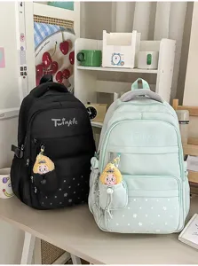 Stylish star print student backpack large capacity lightweight school bag for teens