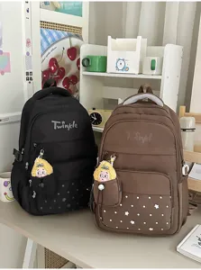 Large capacity school backpack for students with star print, lightweight, stylish.