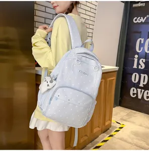Sac à dos à pois style collège tendance, grand cartable de voyage pour étudiant et quotidien.