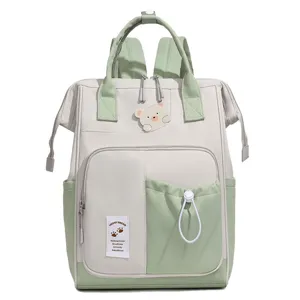 Japanese style minimalist color-block large capacity diaper backpack travel storage bag