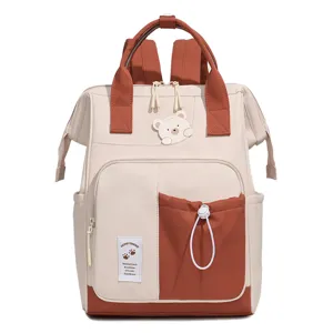Japanese casual contrast color large capacity backpack diaper bag travel storage mother bag