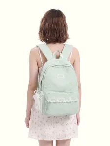Süßer Spitze Besatz Polka Dot Nylon Rucksack Niedlich Große Kapazität Schultasche Atmungsaktiv Verschleißfest Entlastend Büchertasche Für Teenager Mädchen