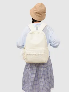 Süßer Spitzen-Polka-Dot-Rucksack für Mädchen, leicht, große Kapazität, Schultasche.