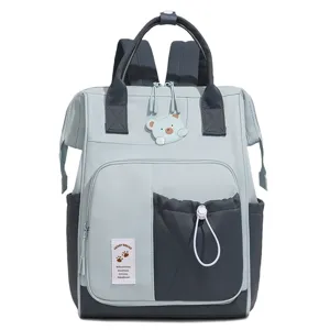 Japanese style minimalist color block large capacity backpack mommy diaper bag for travel use.