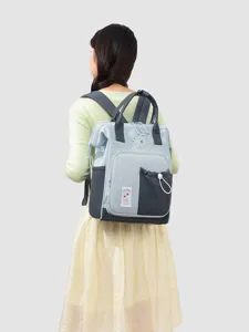 Japanese casual colorblock large capacity mommy backpack for travel and daily mother baby use.