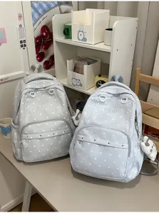 Sac à dos mignon à pois style collège grande capacité cartable d'étudiant pour femme