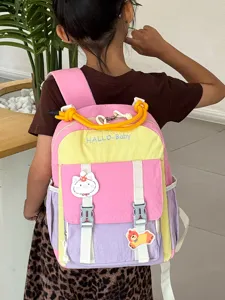 Japanese Fresh Color-Blocking Preschool Kids Backpack Lightweight Breathable Kindergarten Student School Bag For Boys Girls