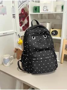 Sac à dos à pois style collège tendance grande capacité cartable étudiant pour femmes