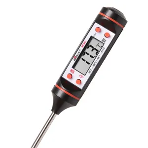 Digitales elektronisches Lebensmittelthermometer mit Edelstahlsonde für Küche und Kochen.