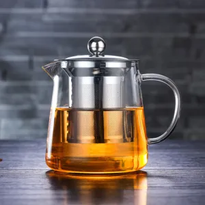 Teiera in vetro resistente al calore con infusore in acciaio inossidabile per tè
