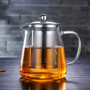 Teiera in vetro resistente al calore con filtro in acciaio inossidabile per infusi