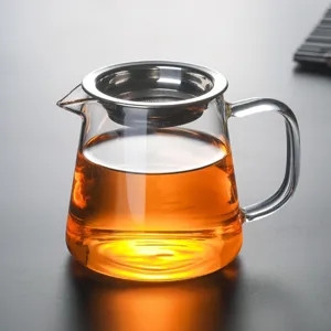 Pichet à thé en verre transparent avec infuseur en acier inoxydable résistant à la chaleur