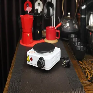 Compact 500W electric heating stove detail view, perfect for moka pots, tea and coffee making.