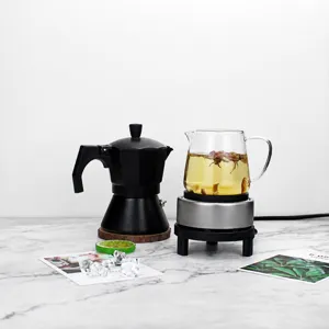 300W mini electric heating stove with glass teapot and pot set for tabletop tea brewing