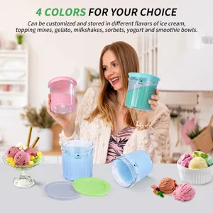 4 pack replacement ice cream pints with colorful lids for homemade desserts and smoothies