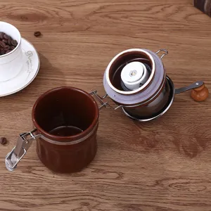 Portable manual ceramic hand crank coffee bean grinder for home travel use new brewing.