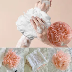 Reis Washandje en Loofah Badespons Exfoliërende Mesh Pouf met Trekkoord voor Douche Bad Dagelijkse Reiniging