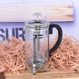 Glazen cafetiere koffiezetapparaat met roestvrijstalen frame en hittebestendige kan