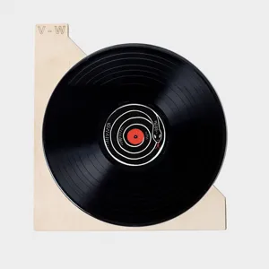 Séparateur de disques vinyle en bois lettre V-W, organiseur d'albums minimaliste moderne.
