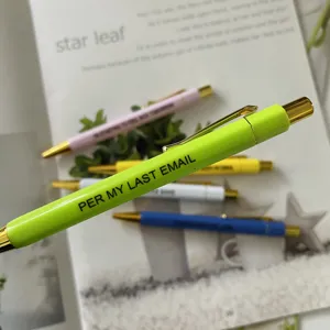 Set de bolígrafos divertidos con cuerpos metálicos de colores para oficina y trabajo.