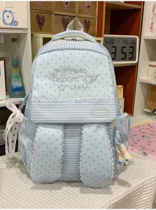 Sac à dos d'écolier de grande capacité rayé étoile oreilles de lapin style Harajuku