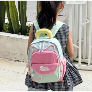 Cute color-block children backpack for kindergarten girls stylish school bag daily use