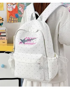 Japanese polka dot backpack large capacity school bag for students and teens casual daypack