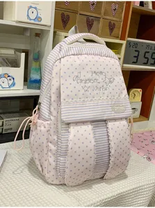 Sac à dos grand format style harajuku mignon oreilles de lapin étoiles pour étudiants