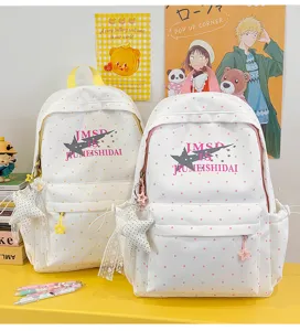 Japanese style anime polka dot canvas backpack large capacity student school bag