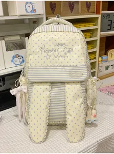 Joli sac à dos scolaire japonaises oreilles de lapin rayé avec étoiles grande capacité.