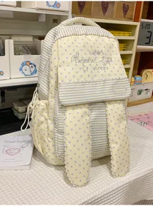 Sac à dos étudiant japonais Harajuku mignon avec oreilles de lapin et rayures étoiles.