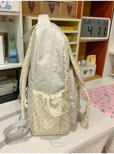 Sac à dos mignon style Harajuku japonais avec oreilles de lapin et étoiles rayées