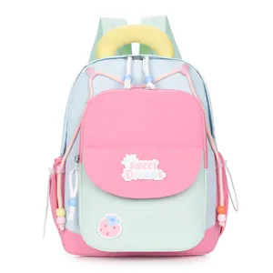 Cute color block kids backpack for girls kindergarten student sweet aesthetic school bag