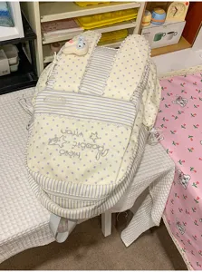 Joli sac à dos style Harajuku à rayures et étoiles avec oreilles de lapin pour l'école.