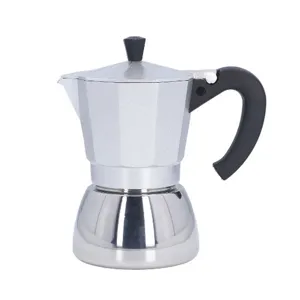 Klassischer Espresso-Espressokocher Moka-Kanne aus Aluminium und Edelstahl für perfekten Kaffee.