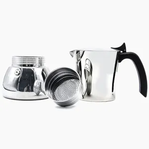Cafetière Moka en acier inoxydable 304 fond plat épais machine à espresso pour cuisine.