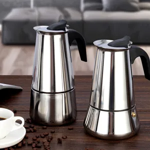 304 Roestvrij Staal Moka Pot Italiaanse Espresso Maker Verdikte Koffiepot Klassieke Kookplaat Koffiezetapparaat Voor Thuis Keuken