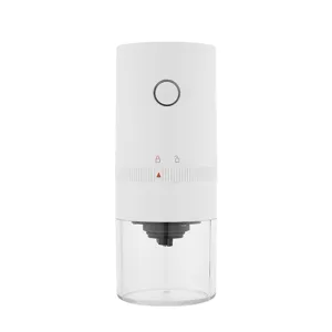Electric coffee grinder USB rechargeable portable bean mill with clear container white home use