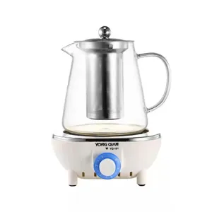 Fornello elettrico da tè con teiera in vetro, piastra riscaldante multistadio per tè e caffè.