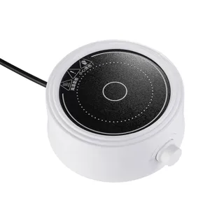 Mini estufa eléctrica de cerámica calentador de café con control de temperatura blanco.