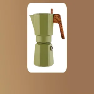 Cafetière italienne moka verte 120ml cafetière espresso avec poignée effet bois cuisine