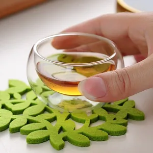 50ml Double Walled Clear Glass Tea Cup Heat Resistant Kung Fu Tea Master Cup Transparent