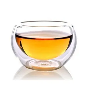 Clear double wall glass teacup 50ml heat insulated small tea cup transparent glass glassware