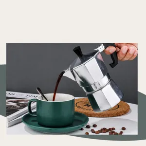 Thickened Italian style octagonal Moka pot for brewing rich espresso and coffee easily at home.